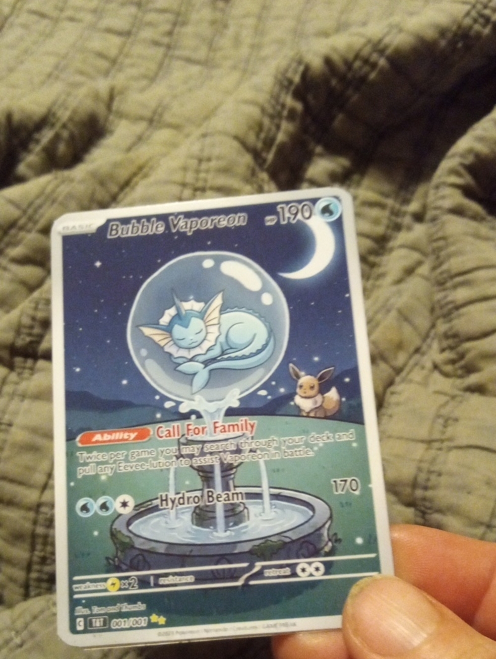 Bubble Vaporeon Card - Blue